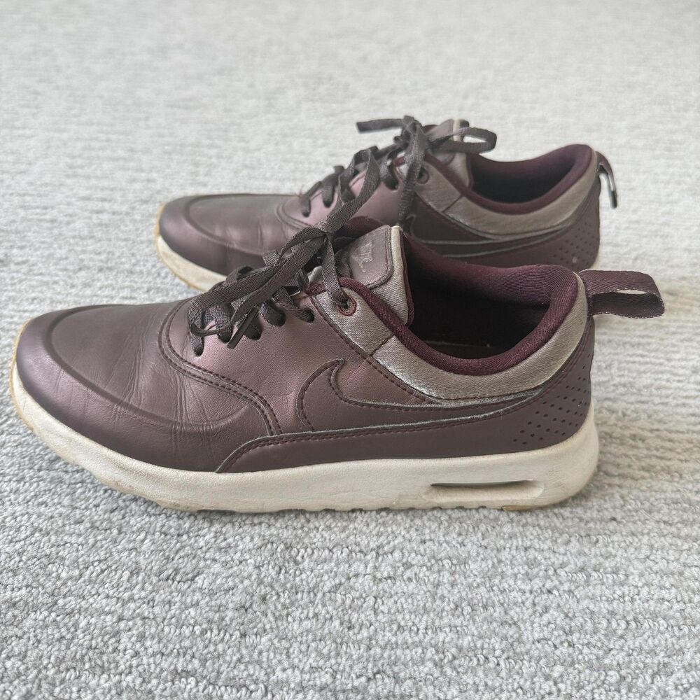 NIKE Air Max Thea Shoes Womens Size 7 Burgundy Brown Leather Running 616723-900